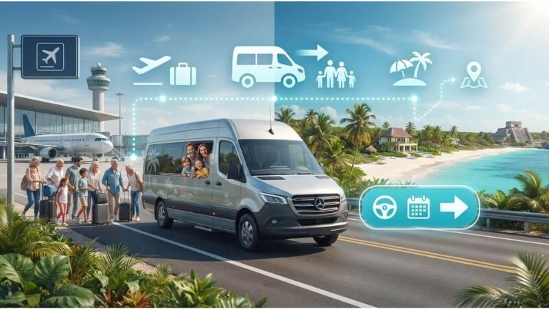 Private van traveling from Cancun Airport to Playa del Carmen