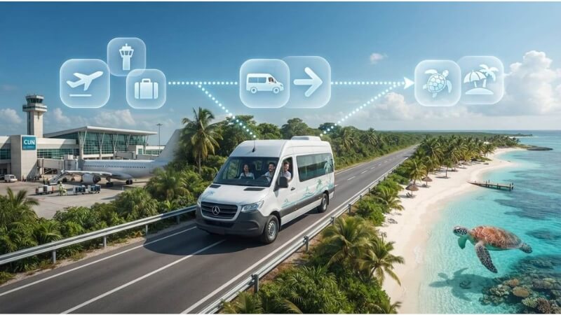 Private van traveling from Cancun Airport to Playa del Carmen