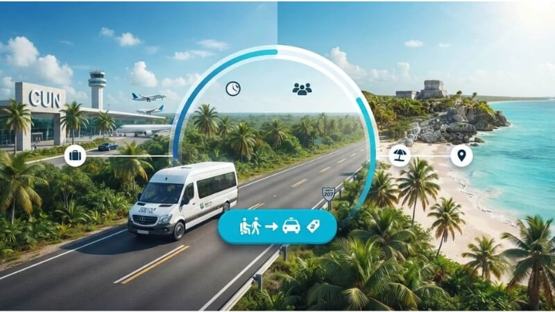 Private van traveling from Cancun Airport to Playa del Carmen